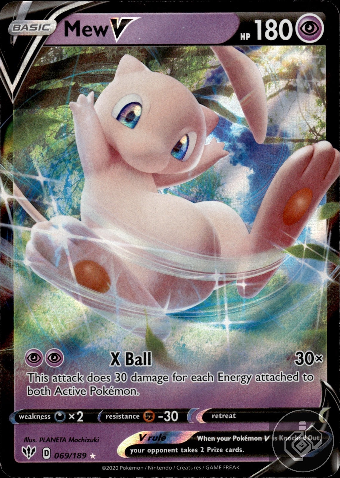 Mew V 069/189 Holo V Rare Darkness Ablaze Pokemon