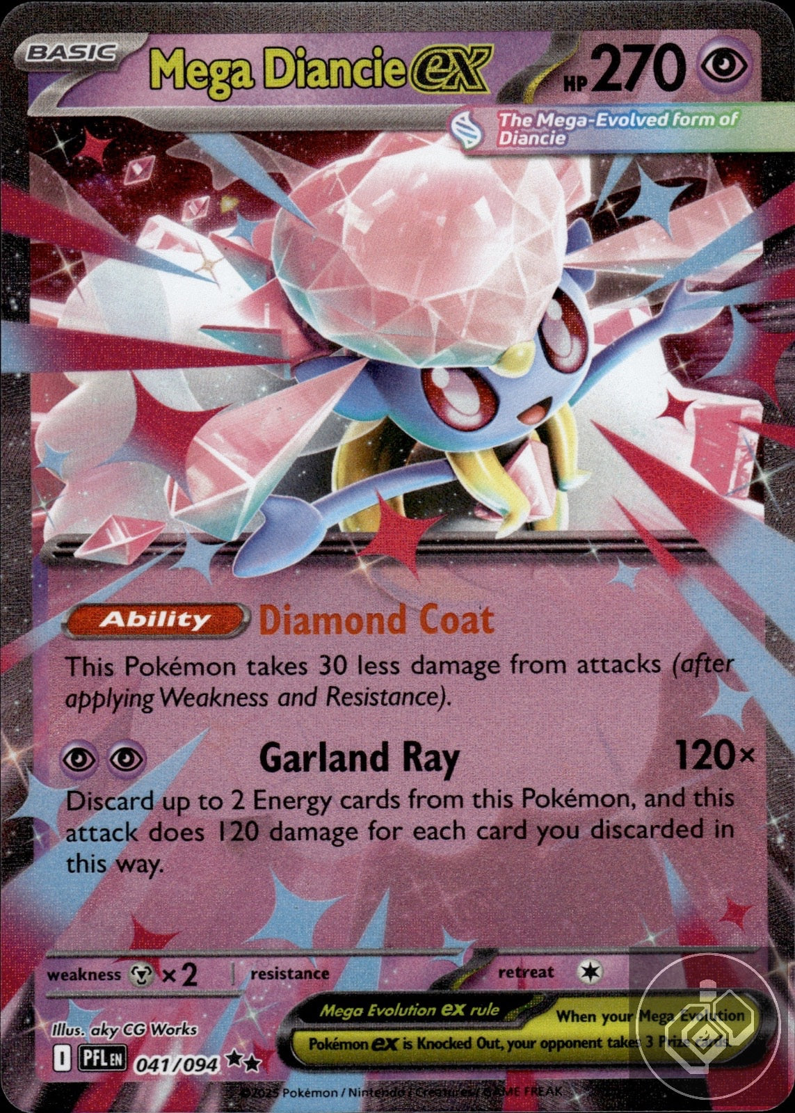 Mega Diancie ex 041/094 Double Rare Phantasmal Flames Pokemon