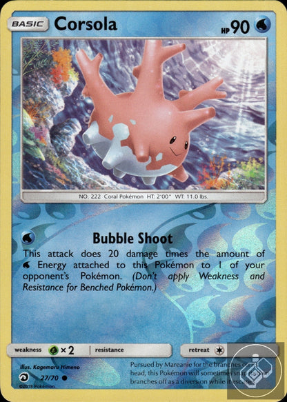 Corsola 27/70 Common Dragon Majesty Pokemon Reverse Holo