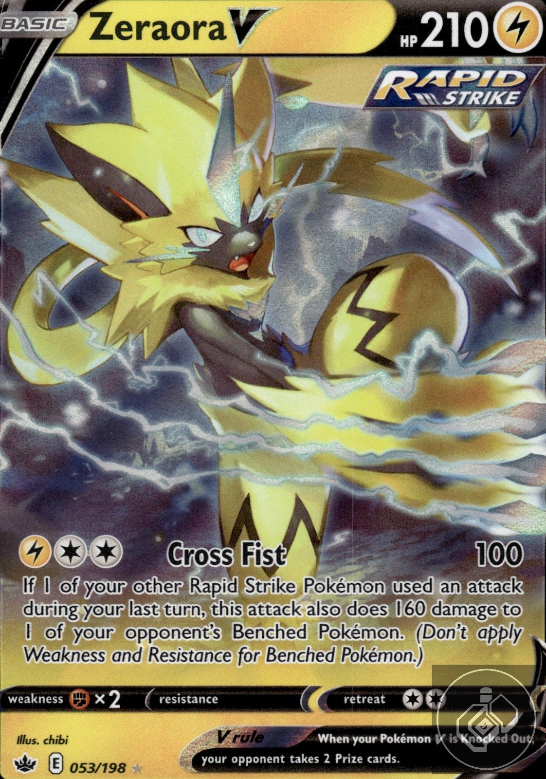 Zeraora V 053/198 Holo V Rare Chilling Reign Pokemon