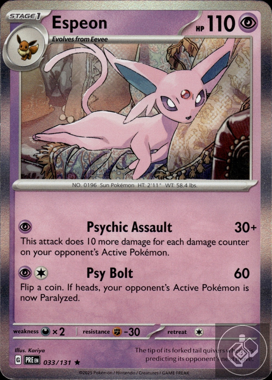 Espeon 033/131 Holo Rare Prismatic Evolutions Pokemon Holo