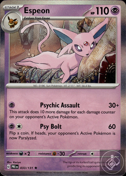 Espeon 033/131 Holo Rare Prismatic Evolutions Pokemon Holo