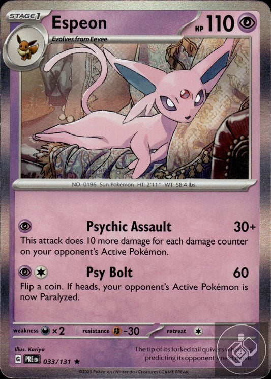 Espeon 033/131 Holo Rare Prismatic Evolutions Pokemon Holo