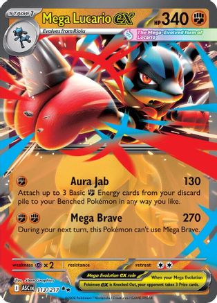 Mega Lucario ex 113/217 Double Rare Ascended Heroes Pokemon