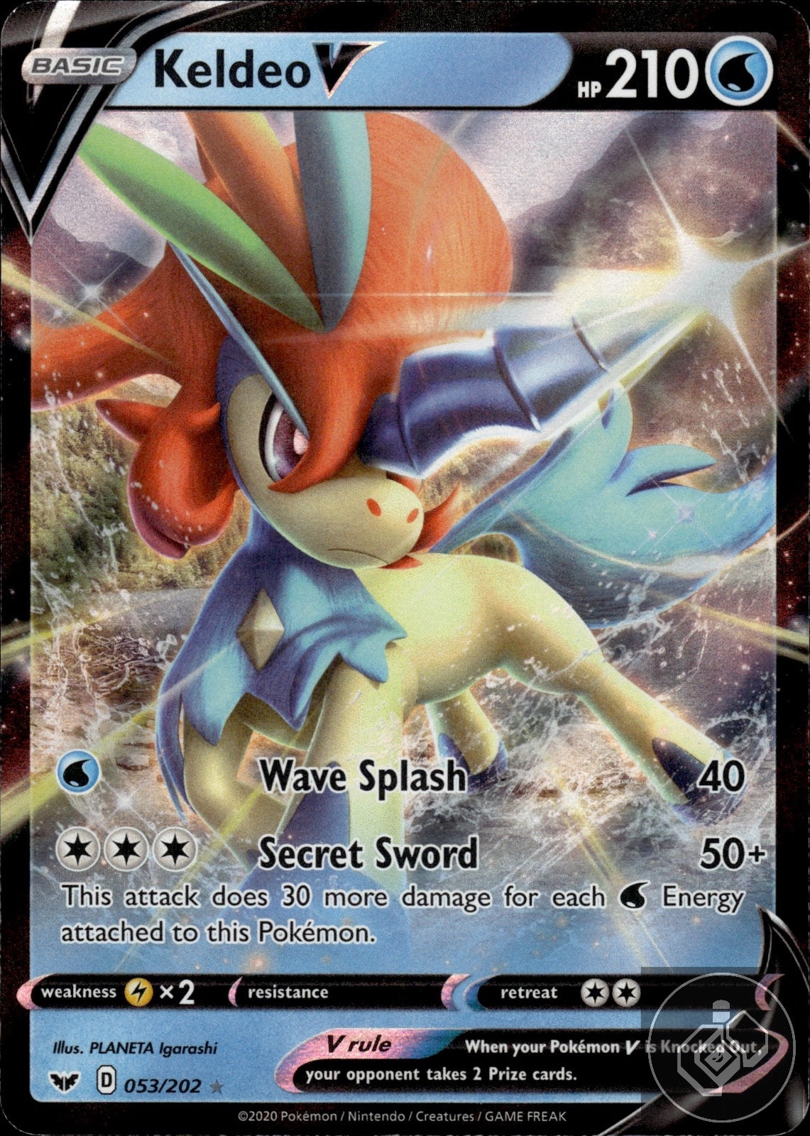 Keldeo V 053/202 Holo V Rare Sword & Shield Pokemon