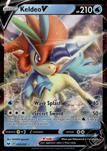 Keldeo V 053/202 Holo V Rare Sword & Shield Pokemon