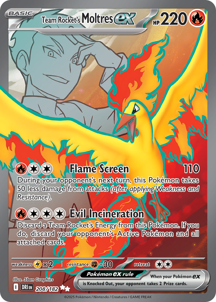 Team Rocket's Moltres ex 208/182 Ultra Rare Destined Rivals Pokemon