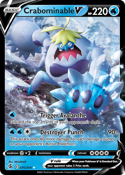 Crabominable V 076/264 Holo V Rare Fusion Strike Pokemon