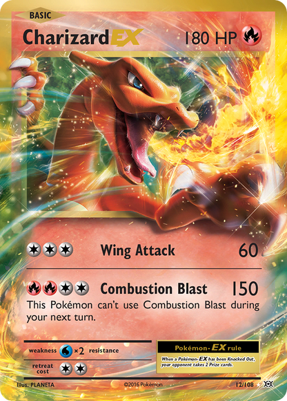 Charizard EX 12/108 Holo EX Rare Evolutions Pokemon