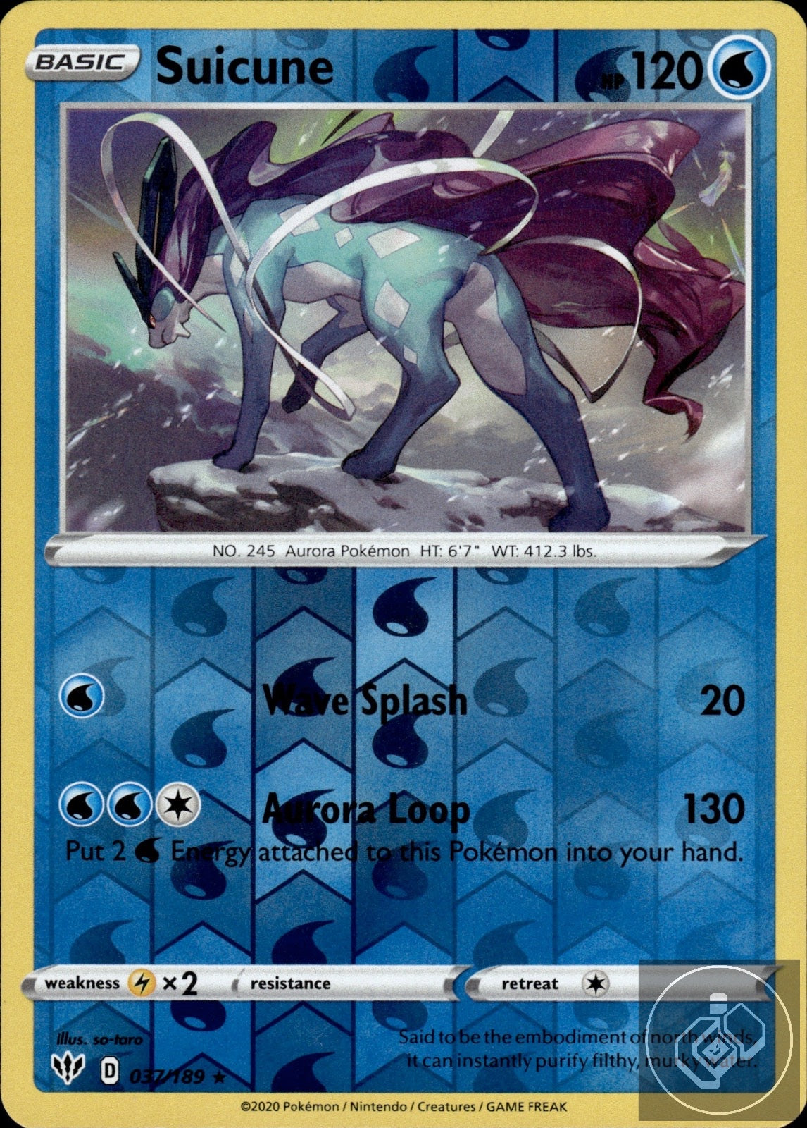 Suicune 037/189 Holo Rare Darkness Ablaze Pokemon Reverse Holo