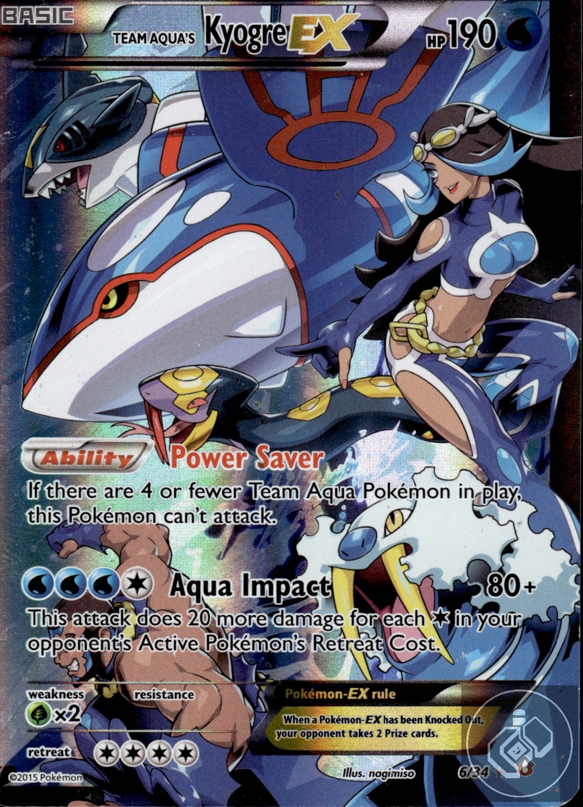 Team Aqua's Kyogre EX 6/34 Ultra Rare Double Crisis Pokemon