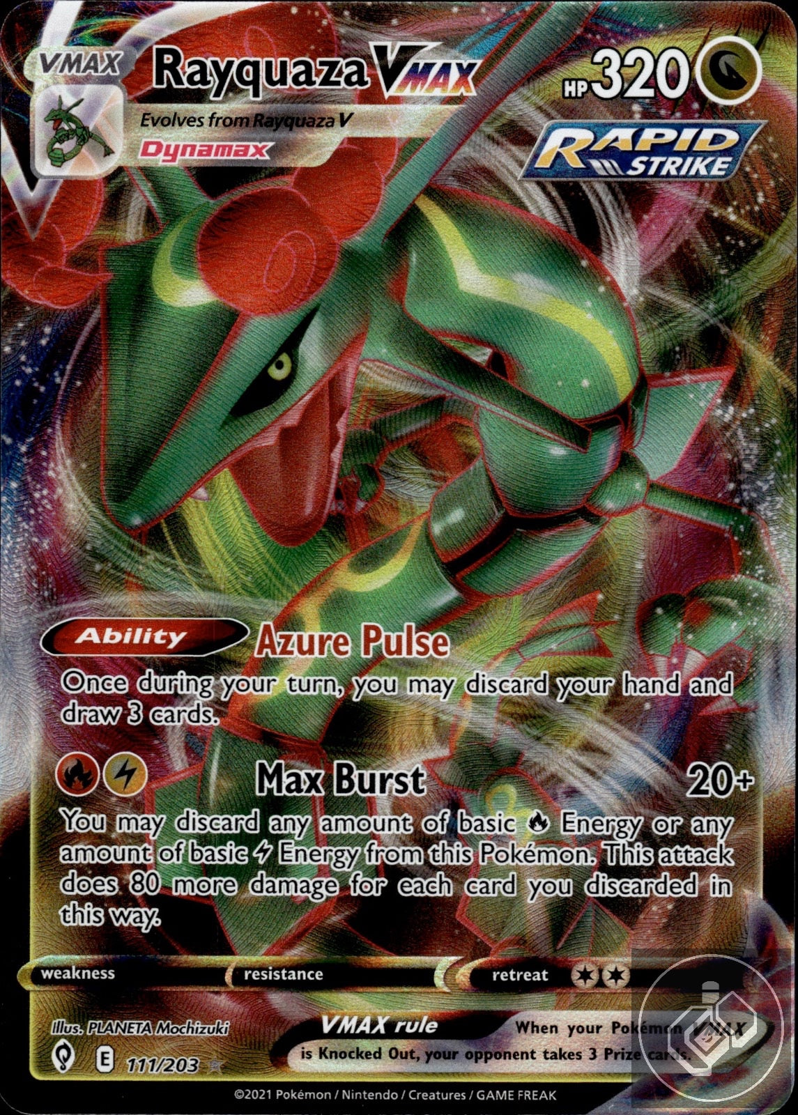 Rayquaza VMAX 111/203 Holo VMAX Rare Evolving Skies Pokemon