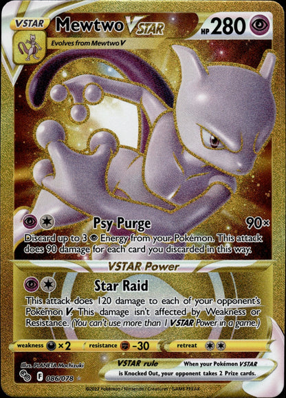 Mewtwo VSTAR 086/078 Secret Rare Pokemon GO Pokemon