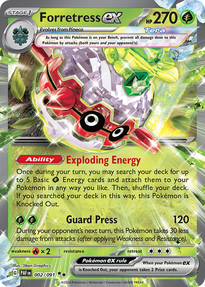 Forretress ex 002/091 Double Rare Paldean Fates Pokemon