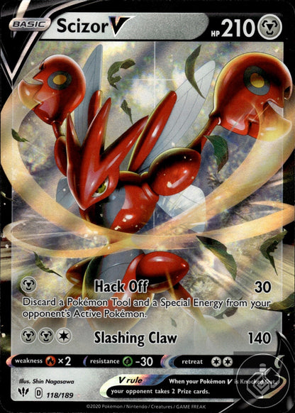 Scizor V 118/189 Holo V Rare Darkness Ablaze Pokemon