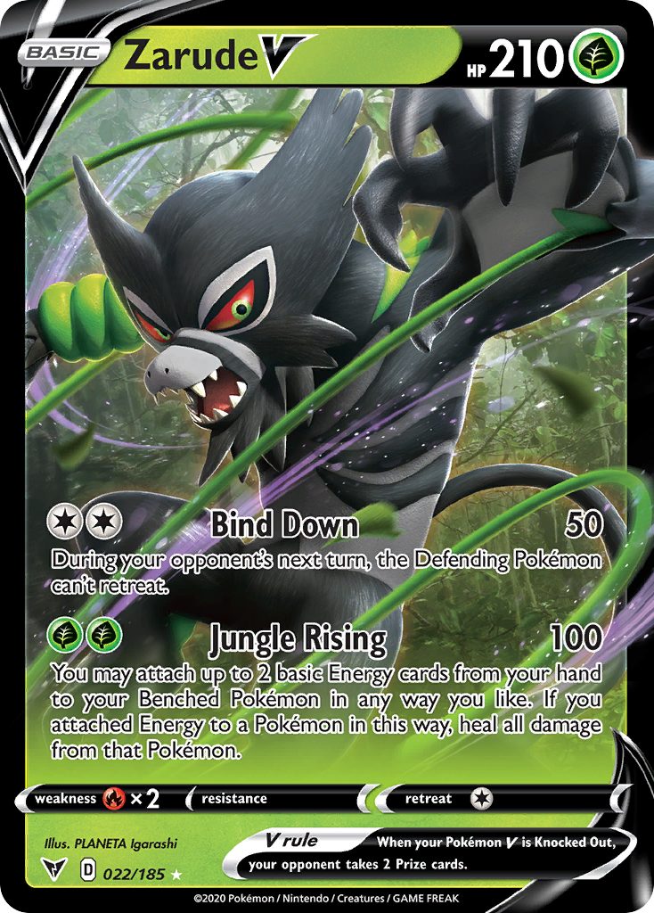 Zarude V 022/185 Holo V Rare Vivid Voltage Pokemon