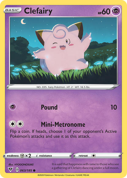 Clefairy 063/185 Common Vivid Voltage Pokemon Reverse Holo