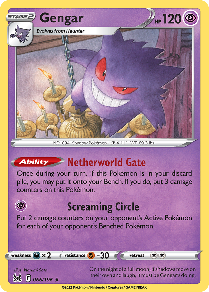 Gengar 066/196 Holo Rare Lost Origin Pokemon Reverse Holo