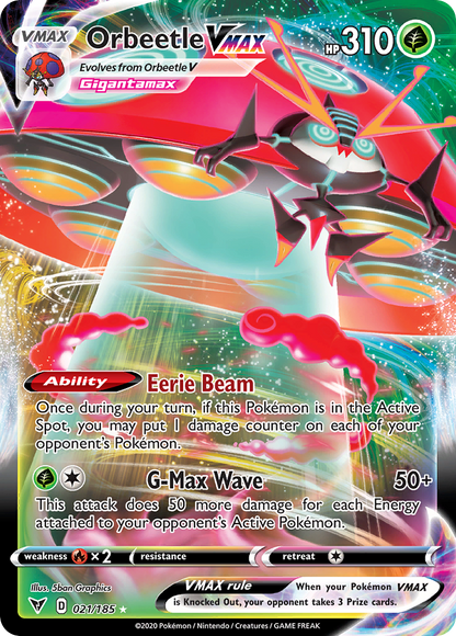 Orbeetle VMAX 021/185 Holo VMAX Rare Vivid Voltage Pokemon