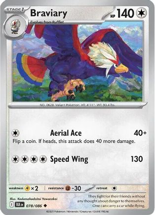 Braviary 078/086 Uncommon SV: Black Bolt Pokemon
