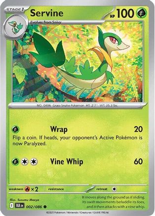 Servine 002/086 Common SV: Black Bolt Pokemon