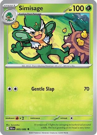 Simisage 005/086 Uncommon SV: Black Bolt Pokemon