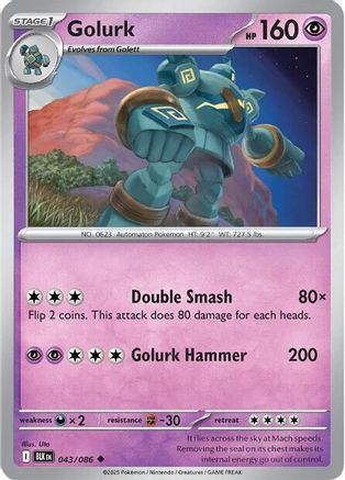 Golurk 043/086 Uncommon SV: Black Bolt Pokemon