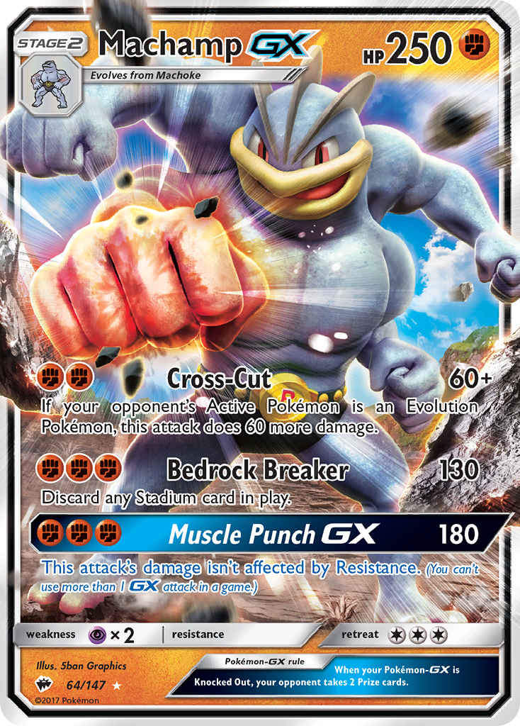 Machamp GX 64/147 Holo GX Rare Burning Shadows Pokemon