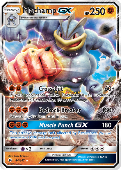 Machamp GX 64/147 Holo GX Rare Burning Shadows Pokemon
