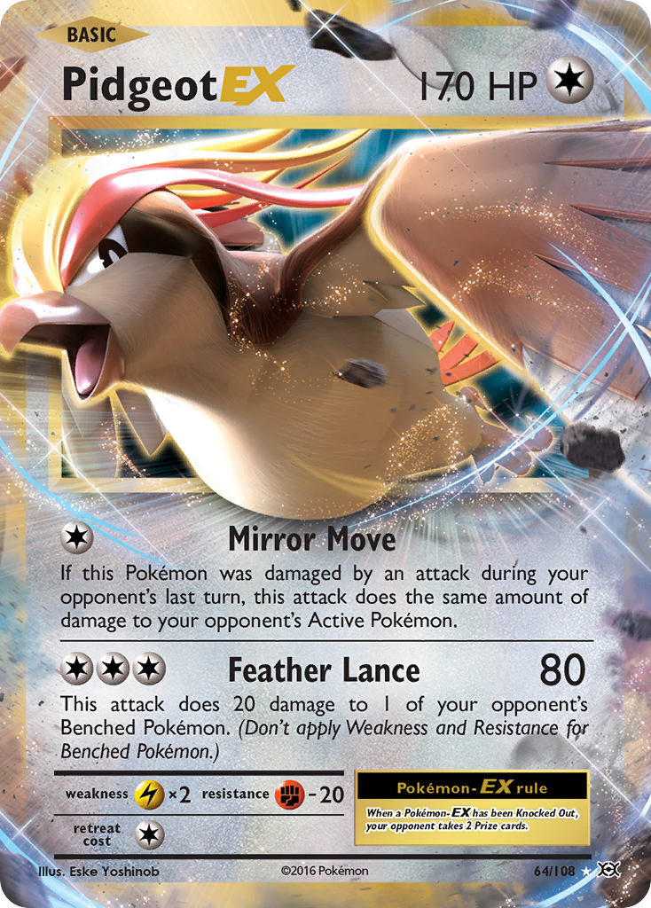 Pidgeot EX 64/108 Holo EX Rare Evolutions Pokemon