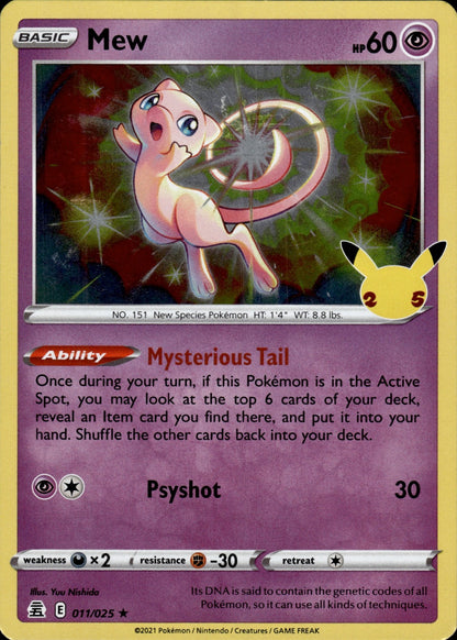 Mew 011/025 Holo Rare Celebrations Pokemon