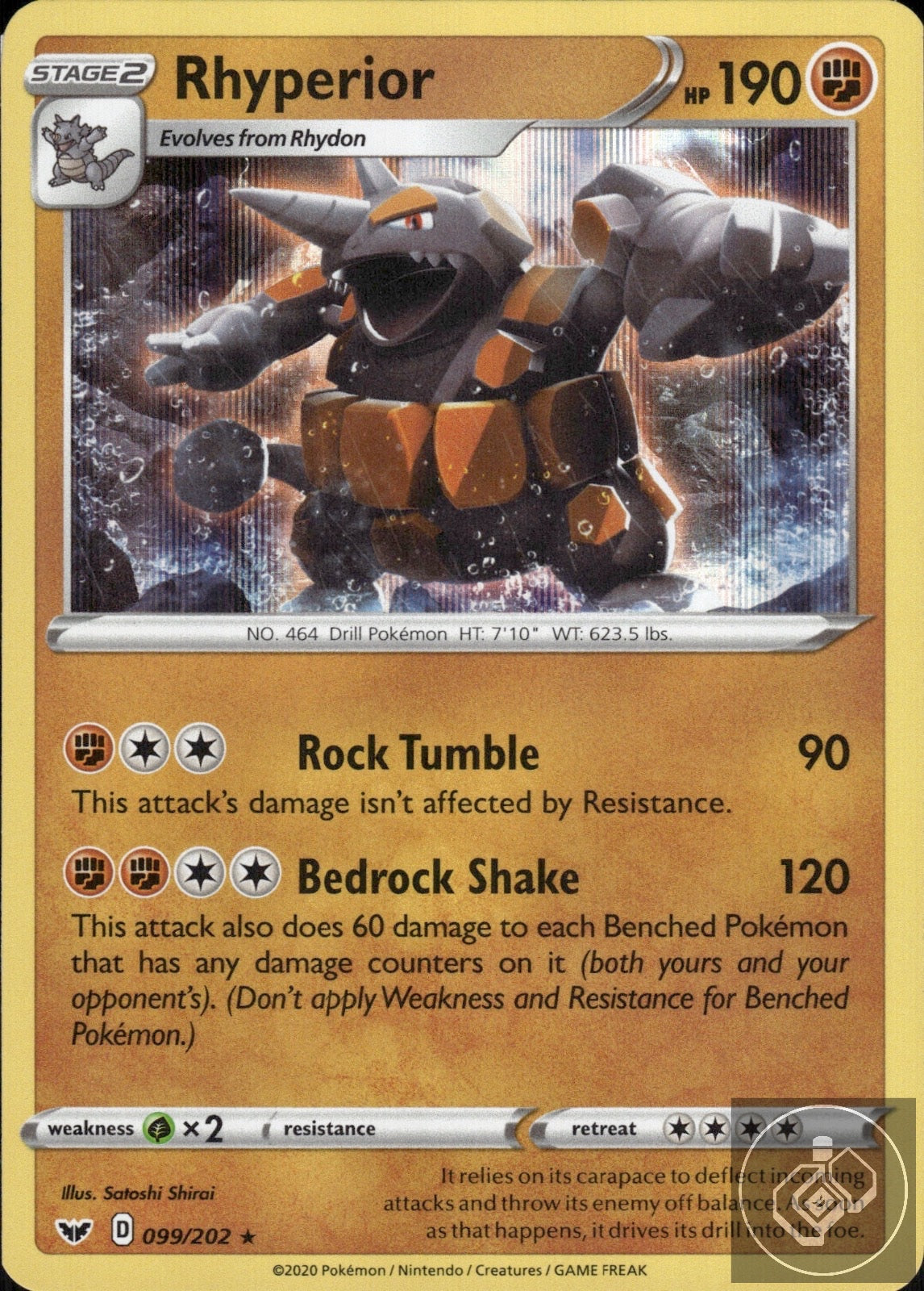 Rhyperior 099/202 Holo Rare Sword & Shield Pokemon