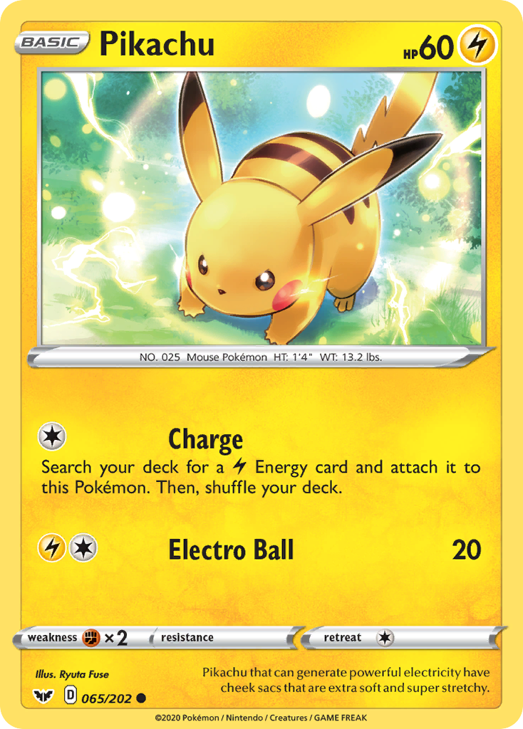 Pikachu 065/202 Common Sword & Shield Pokemon