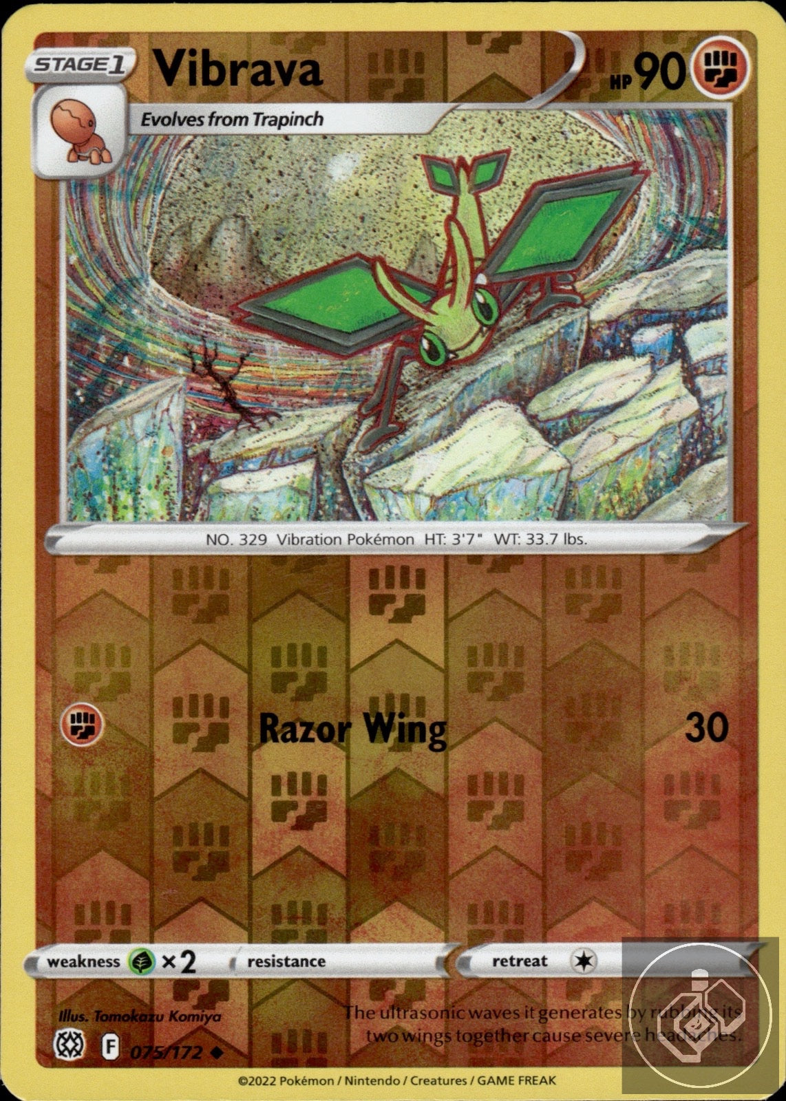 Vibrava 075/172 Uncommon Brilliant Stars Pokemon Reverse Holo
