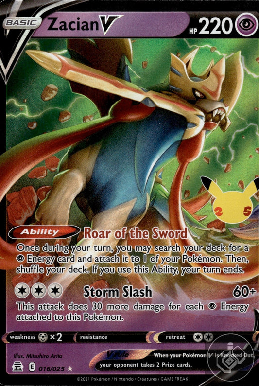 Zacian V 016/025 Holo V Rare Celebrations Pokemon