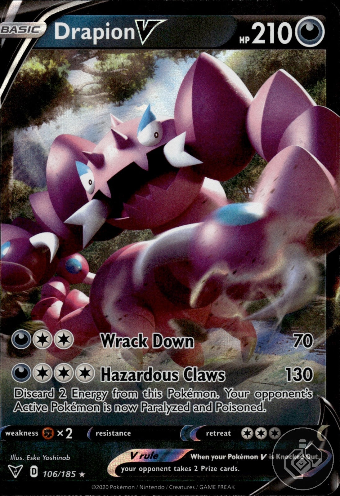 Drapion V 106/185 Holo V Rare Vivid Voltage Pokemon
