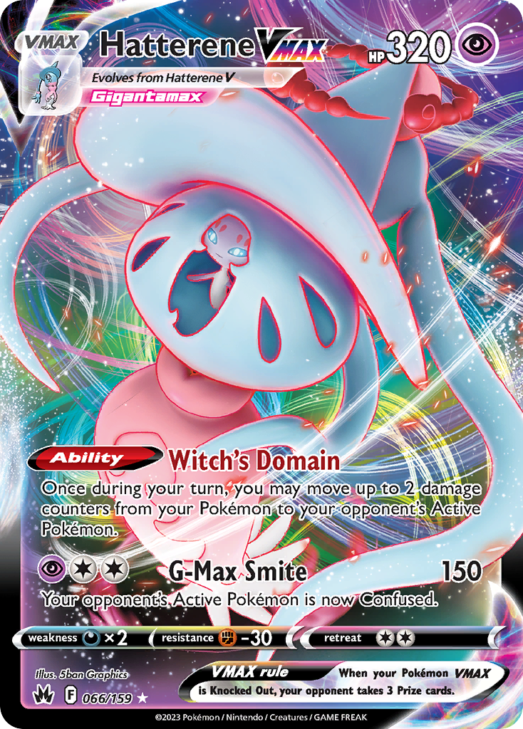 Hatterene VMAX 066/159 Holo VMAX Rare Crown Zenith Pokemon