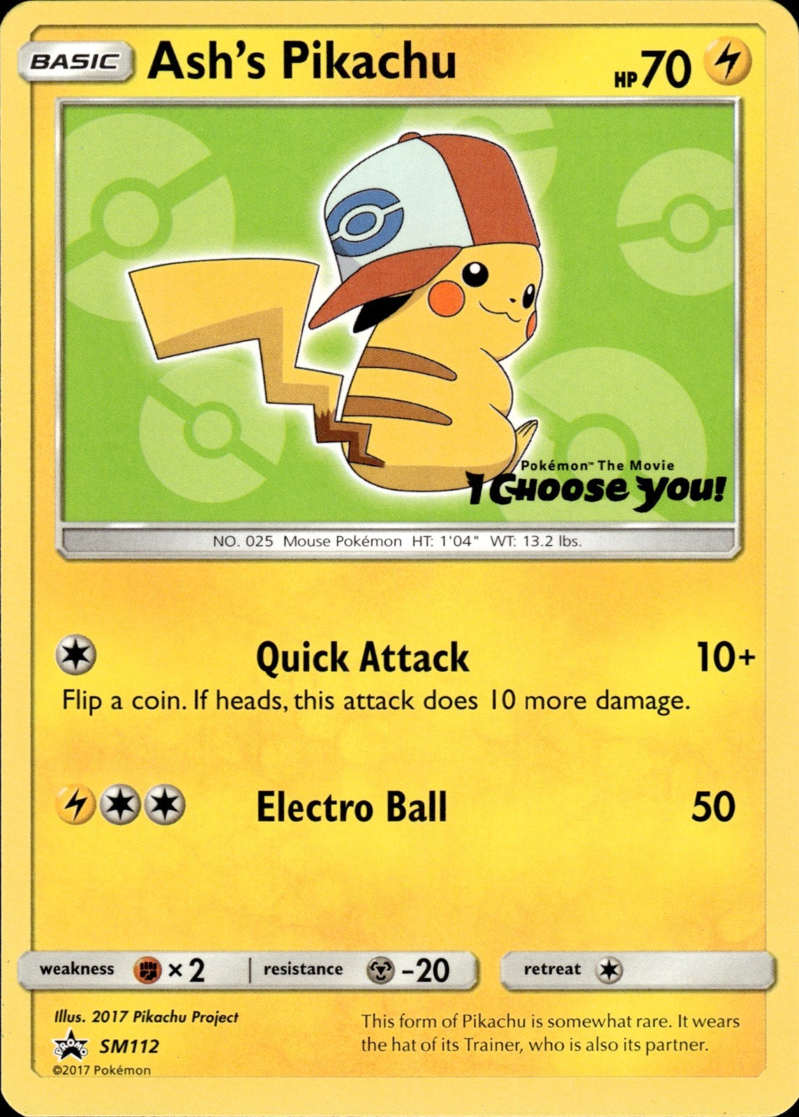 Ash's Pikachu - SM112 Promo Sun & Moon Promo Pokemon