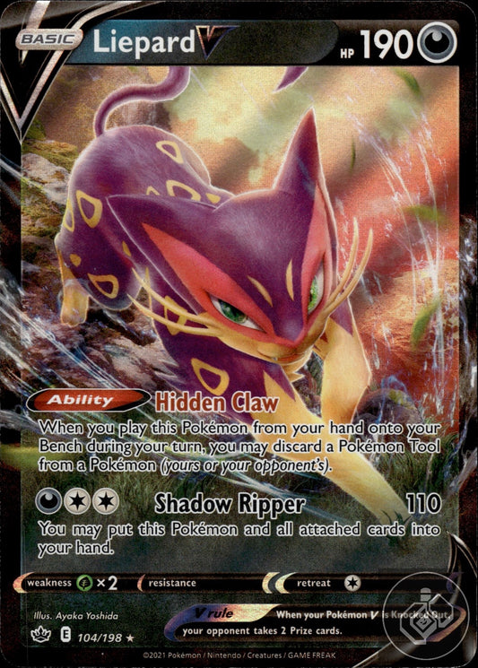 Liepard V 104/198 Holo V Rare Chilling Reign Pokemon