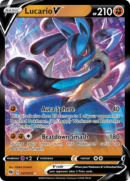 Lucario V 027/073 Holo V Rare Champion's Path Pokemon