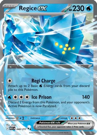 Regice ex 048/217 Double Rare Ascended Heroes Pokemon