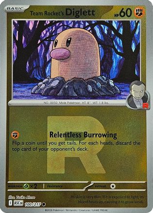 Team Rocket's Diglett (Team Rocket) 100/217 Holo Common Ascended Heroes Pokemon