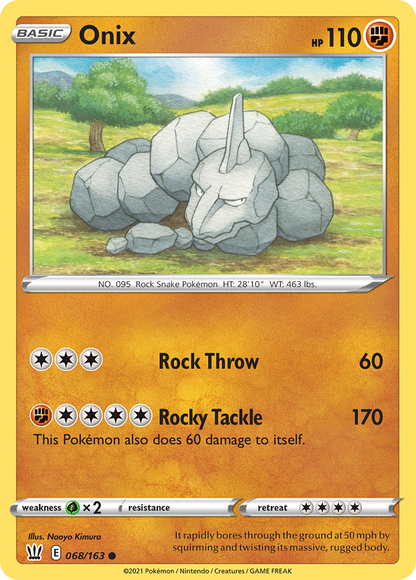 Onix 068/163 Common Battle Styles Pokemon Reverse Holo