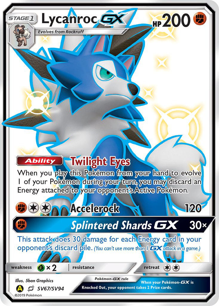 Lycanroc GX SV67/SV94 Shiny GX Rare Hidden Fates Shiny Vault Pokemon