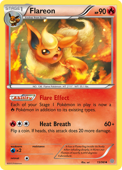 Flareon 13/98 Uncommon Ancient Origins Pokemon Reverse Holo