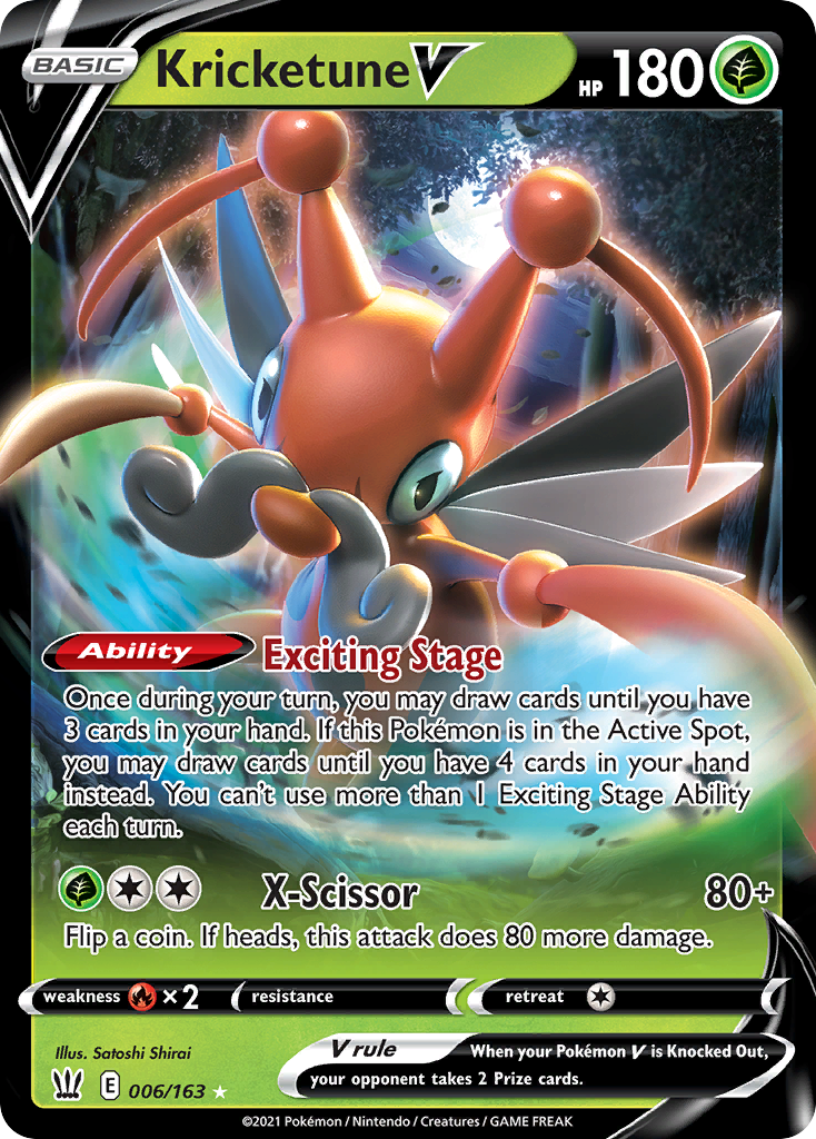 Kricketune V 006/163 Holo V Rare Battle Styles Pokemon