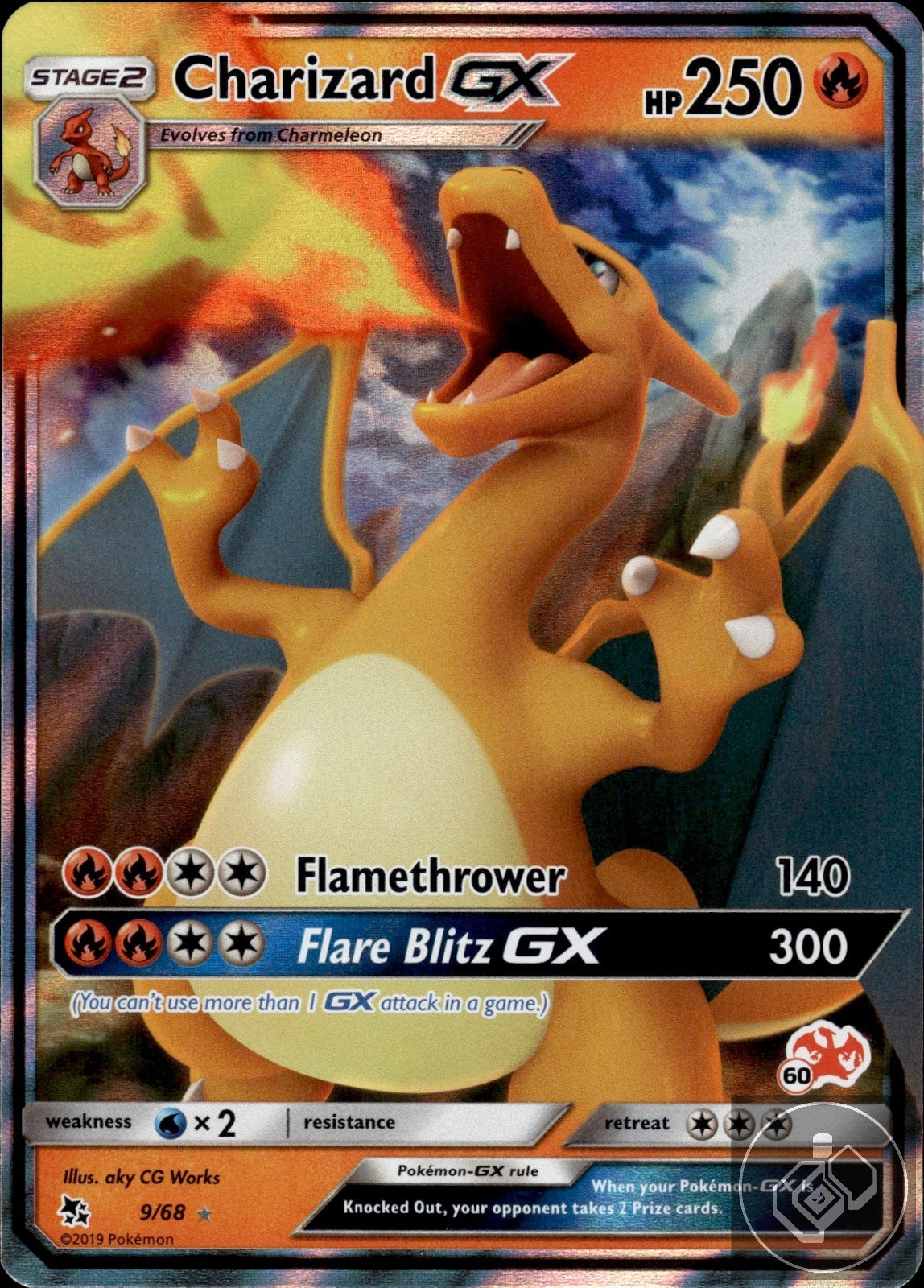 Charizard GX 9/68 Holo GX Rare Hidden Fates Pokemon