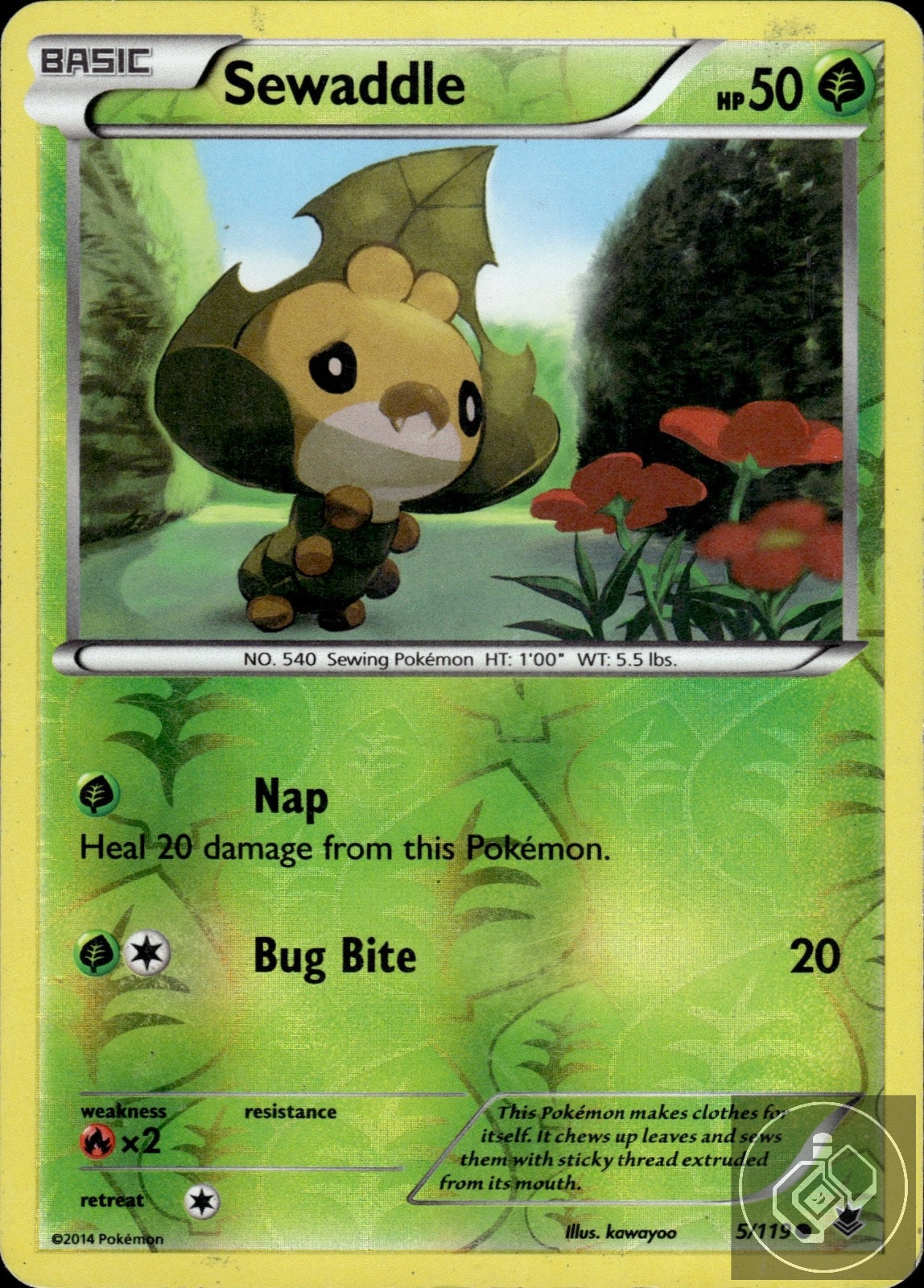 Sewaddle 5/119 Common Phantom Forces Pokemon Reverse Holo