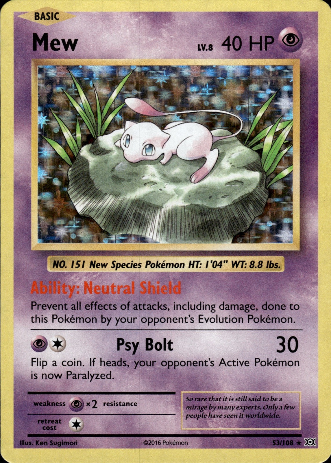 Mew 53/108 Holo Rare Evolutions Pokemon Holo