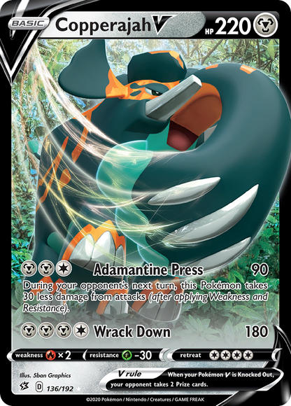 Copperajah V 136/192 Holo V Rare Rebel Clash Pokemon